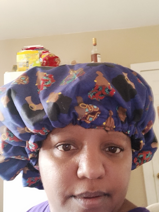 Handmade Accessories - African Ladies Satin-Lined Sleep Bonnet - Navy Blue